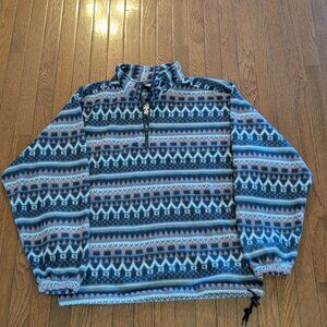 NWT Vintage 1/4 Zip Geometric Patterned Global Mind Fleece - Size L
